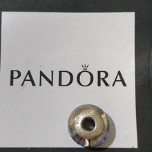 Load image into Gallery viewer, Pandora Retired Blue Murano Glass Bead with Candy Stripes - 790683