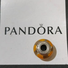 Load image into Gallery viewer, Pandora Retired Sterling Silver Yellow Swirl Murano Glass Bead - 790670