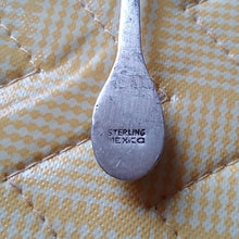 Load image into Gallery viewer, Set of 3 Vintage Mexico Sterling Silver Collectible Spoons, Green Stones