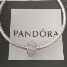 Load image into Gallery viewer, Pandora Retired Lavender Murano Glass Bead with Candy Stripes - 790681