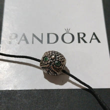 Load image into Gallery viewer, Pandora Sterling Silver Wise Owl Animal Bead w/ Emerald Green Zirconia 791211czn