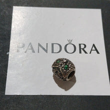 Load image into Gallery viewer, Pandora Sterling Silver Wise Owl Animal Bead w/ Emerald Green Zirconia 791211czn