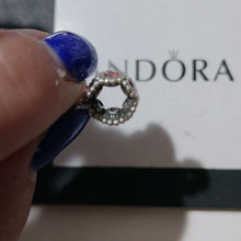 Load image into Gallery viewer, Pandora Sterling Silver Peace Dangle w/Salmon Zirconia CZs 790516czs