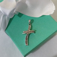 Load image into Gallery viewer, 10k White Gold + Channel set Diamonds Cross Pendant