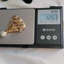 Load image into Gallery viewer, Signed Vermeil Sterling Silver California Grizzly Bear, Poppy and Pearl Brooch