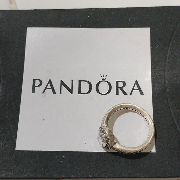 Sterling Silver Ring Pandora Classic Elegance Ring Cz Sterling