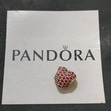 Load image into Gallery viewer, Pandora Retired Sterling Silver Pave Heart Bead with Red Zirconia - 791052CZR