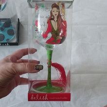 Load image into Gallery viewer, Delish Hand painted Holiday + Girlfriends Goblets, Set of 2