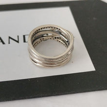 Load image into Gallery viewer, Pandora Sterling Silver Entwined Ring with Zirconia 190919cz, size 52