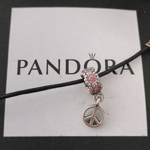 Load image into Gallery viewer, Pandora Sterling Silver Peace Dangle w/Salmon Zirconia CZs 790516czs
