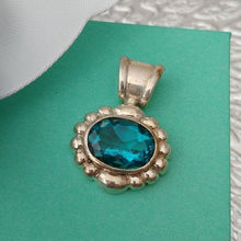 Load image into Gallery viewer, Sterling Silver Blue Topaz Oval Pendant
