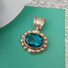 Load image into Gallery viewer, Sterling Silver Blue Topaz Oval Pendant