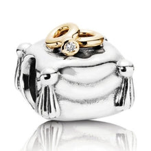 Load image into Gallery viewer, Pandora Sterling Silver and 14K Gold Romantic Union Wedding Pillow Bead -790549D