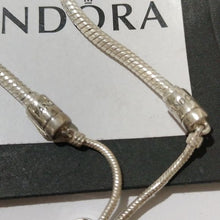 Load image into Gallery viewer, Pandora Moments Pavé Heart Clasp Snake Chain Slider Bracelet 11" adjustable