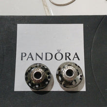 Load image into Gallery viewer, Pandora XL Black Blossoms Sterling Silver Glass Charms, Set of 2, 790752