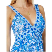 Load image into Gallery viewer, Lilly Pulitzer Serena V-Neck Maxi Dress Blue Tang, Flocking Fabulous, Size 16
