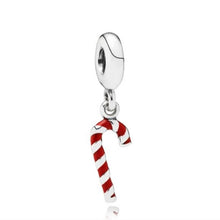 Load image into Gallery viewer, Pandora Sterling Silver Candy Cane Dangle Bead w/ Red Enamel 791193en09