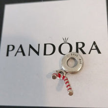 Load image into Gallery viewer, Pandora Sterling Silver Candy Cane Dangle Bead w/ Red Enamel 791193en09