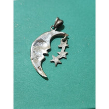 Load image into Gallery viewer, Sterling Silver Sleepy Moon and Stars Pendant