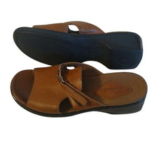 Load image into Gallery viewer, Clark's Tan Slip-On Adjustable buckle Wedge Mules, US Size 6.5M