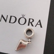 Load image into Gallery viewer, Pandora Sterling Silver and 14k Gold Baby Booty Dangle w/ Blue CZ 790403czb