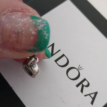 Load image into Gallery viewer, Pandora Sterling Silver and 14k Gold Baby Booty Dangle w/ Blue CZ 790403czb
