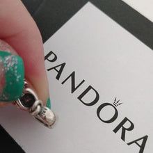 Load image into Gallery viewer, Pandora Sterling Silver and 14k Gold Baby Booty Dangle w/ Blue CZ 790403czb