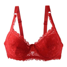 Load image into Gallery viewer, GYCL Classic Ultrathin Underwire Push Up 3/4 Lace Bra, Red, Size XL 40B