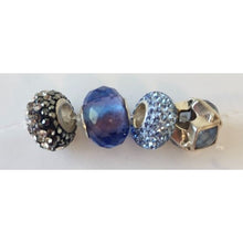 Load image into Gallery viewer, Sterling Silver European Bracelet Charms, Blues, Set Of 4