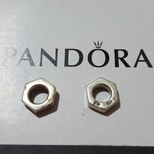 Load image into Gallery viewer, Pandora Sterling Silver Hexagon Bead Spacer Charms, Set Of 2 790154
