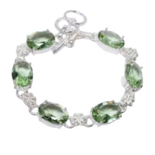 Load image into Gallery viewer, Green Apetite + Sterling Silver Chain Toggle Bracelet, up to 8"