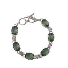 Load image into Gallery viewer, Green Apetite + Sterling Silver Chain Toggle Bracelet, up to 8"