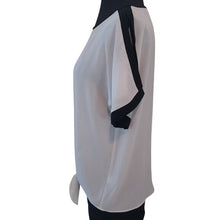 Load image into Gallery viewer, Investments Career Black/White Tie Front Blouse, Size Medium