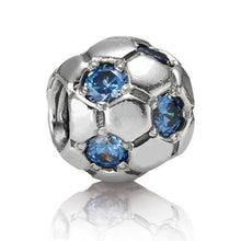 Load image into Gallery viewer, Pandora Retired Sterling Silver Blue Zirconia Soccer Ball Bead - 790444CZB