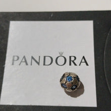 Load image into Gallery viewer, Pandora Retired Sterling Silver Blue Zirconia Soccer Ball Bead - 790444CZB