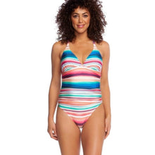 Load image into Gallery viewer, La Blanca Halter Crossback Mio Solar Stripe One-pc Swimsuit, Multicolor, Size 12