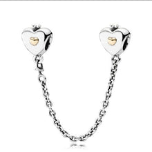 Load image into Gallery viewer, Pandora Sterling Silver + 14K Gold Heart + Crown Safety Chain - 791878-05