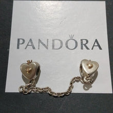 Load image into Gallery viewer, Pandora Sterling Silver + 14K Gold Heart + Crown Safety Chain - 791878-05