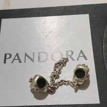Load image into Gallery viewer, Pandora Sterling Silver + 14K Gold Heart + Crown Safety Chain - 791878-05