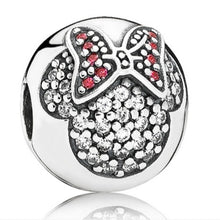 Load image into Gallery viewer, Pandora Sterling Silver Minnie Mouse Disney Clips w/ Pave CZs Set Of 2 791450cz