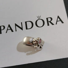 Load image into Gallery viewer, Pandora Sterling Silver LOVE Charm w/ Salmon CZ Heart - 791253CZS