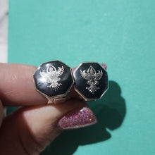 Load image into Gallery viewer, Vintage SENA Sterling Silver Niello Thai Siam Clip On Earrings
