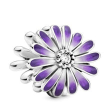 Load image into Gallery viewer, Pandora Sterling Silver Daisy Flower Charm with Purple + White Enamel 798775c02