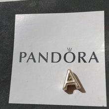 Load image into Gallery viewer, Pandora Sterling Silver Open Letter A Alphabet Charm with Heart Pattern - 797455