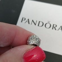 Load image into Gallery viewer, Pandora Retired Sterling Silver Swirling Heart Designer Bead - 790161