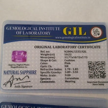 Load image into Gallery viewer, Pair Natural Light Pink Cushion Sapphires 10.22 + 10.67 Cts. GIL Certified