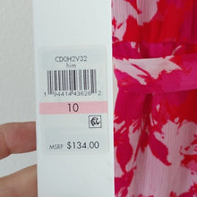 Load image into Gallery viewer, Calvin Klein V Maxi Dress w Belt and Back Neck Keyhole, Hibiscus, size 10