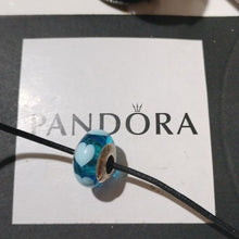 Load image into Gallery viewer, Pandora Murano Aqua Blue Hearts Charm 790657 Sterling Silver ALE 925