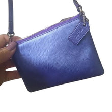 Load image into Gallery viewer, Coach SV/Metallic Purple Iris Corner Zip Wristlet