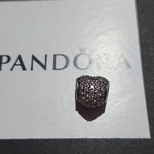 Load image into Gallery viewer, Pandora Retired Sterling Silver Pave Heart Bead with Pink Zirconia - 791052PCZ